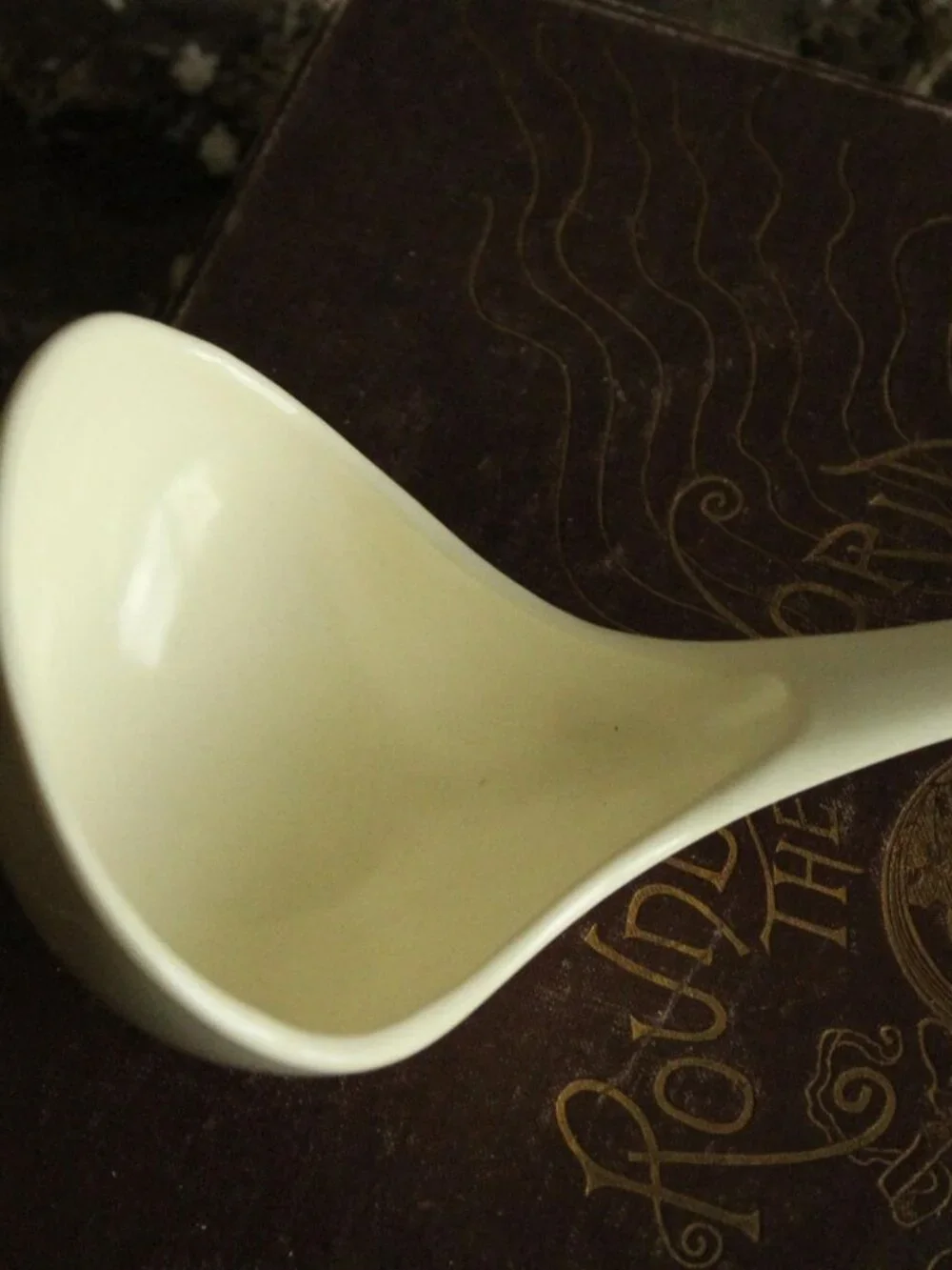 Vintage 1970s Large Serving Spoon, Cream Melamine Ware, Made in Taiwan